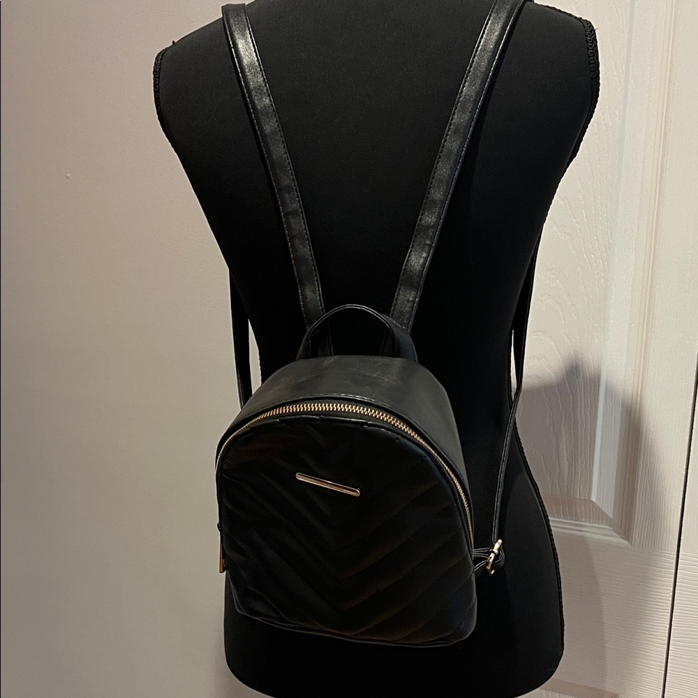 Black Quilted Mini Backpack